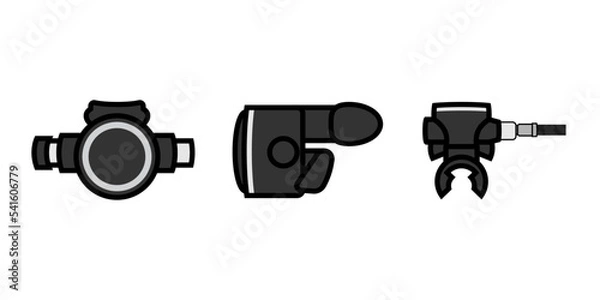 Obraz Scuba regulator set pictograms vector illustration.
