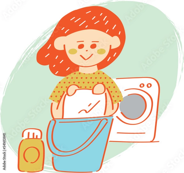 Obraz 生乾きの洗濯物が臭っているイラスト