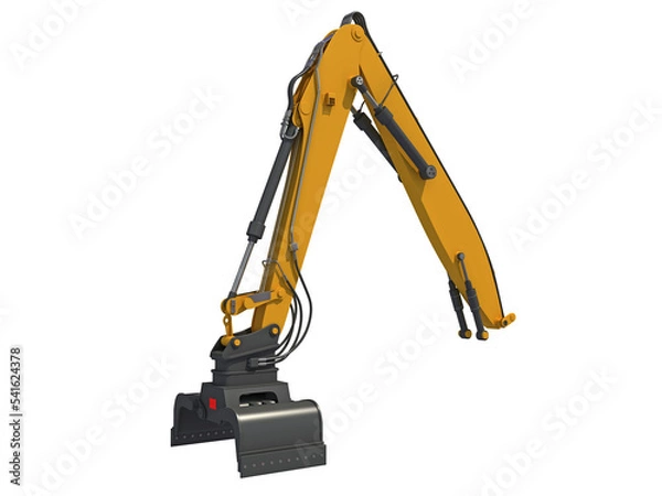 Fototapeta Backhoe Loader Attachment heavy construction machinery 3D rendering on white background