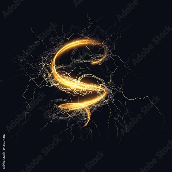 Fototapeta Lightning energy shiny spiral effect vector background. EPS10