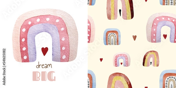 Fototapeta Watercolor rainbow pattern