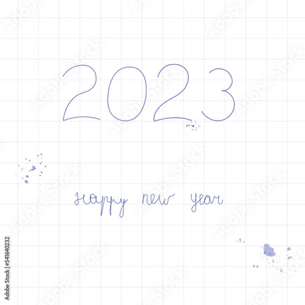 Fototapeta Happy New Year 2023.Happy New Year 2023 greeting card design template.Cover of business diary.Card design template.Calendar.Number design template.Greeting card template.Brochure design template.