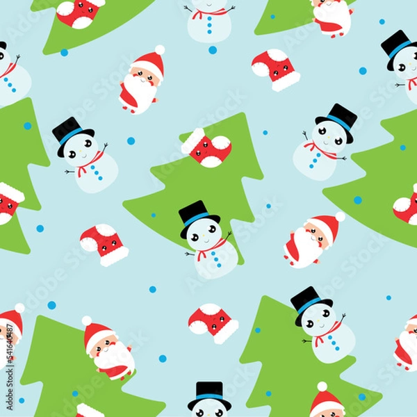 Fototapeta Simple Christmas seamless pattern with New Year elements.