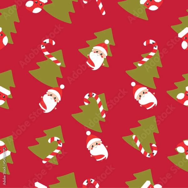 Fototapeta Simple Christmas seamless pattern with New Year elements.