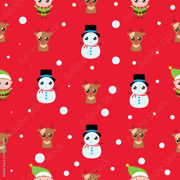 Fototapeta Simple Christmas seamless pattern with New Year elements.