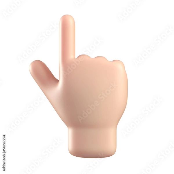 Obraz Cartoon 3d hand pointing at touch screen or pushing the button, hand pointing index finger 3d rendering