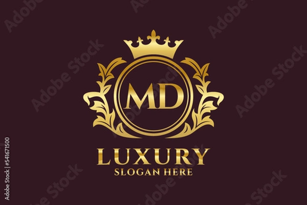 Fototapeta Initial MD Letter Royal Luxury Logo template in vector art for luxurious branding projects and other vector illustration.