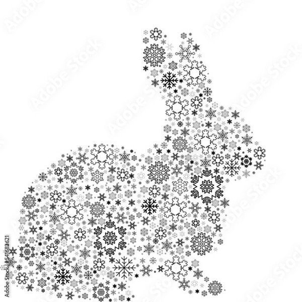 Fototapeta badges, snowflake rabbit, new year,christmas, logo