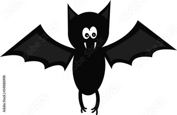 Obraz Cartoon halloween bat on white background. Vector illustration