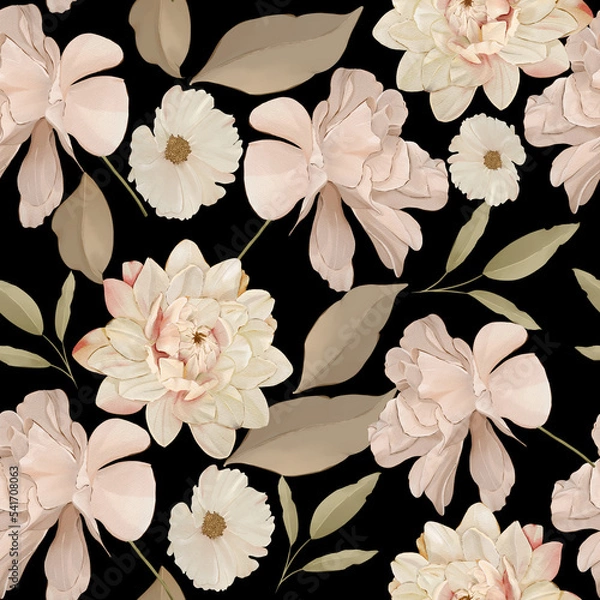 Obraz Botanical Watercolor Seamless Pattern. Vintage style for print, fabric, wallpaper and much more. 