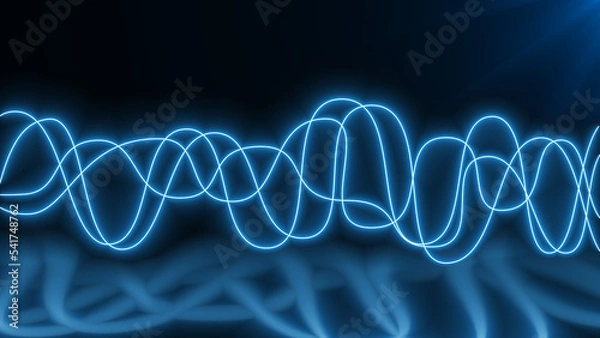 Fototapeta 3d render, abstract panoramic background, neon light, laser show, impulse, equalizer chart, ultraviolet spectrum, pulse power lines,