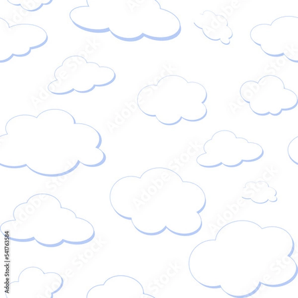 Fototapeta Cloud pattern, white and fluffy. Vector design.