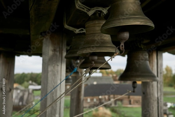 Fototapeta Bells of an ancient wooden temple on Kizhi island