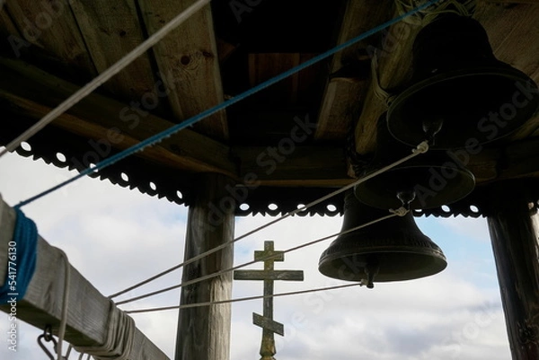Fototapeta Bells of an ancient wooden temple on Kizhi island