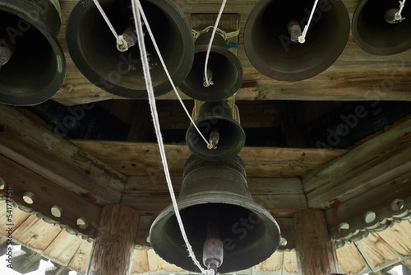 Fototapeta Bells of an ancient wooden temple on Kizhi island