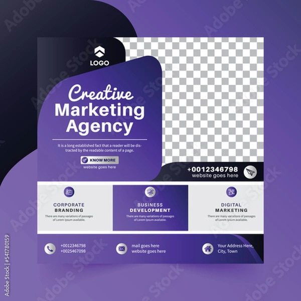 Obraz Digital marketing social media post web banner With Purple Color