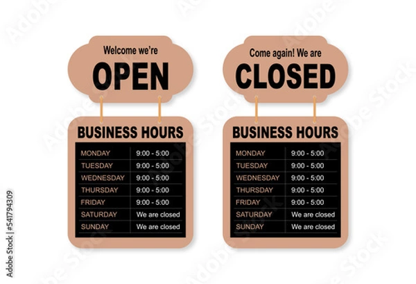Obraz Shop Open Closed Sign Vector