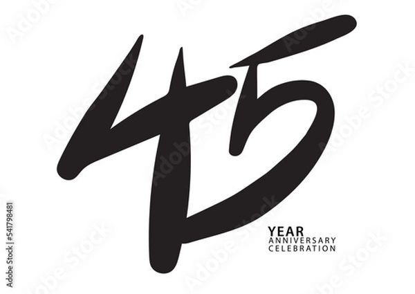 Fototapeta 45 year anniversary celebration black color logotype vector, 45 number design, 45th Birthday invitation, logo number design vector illustration