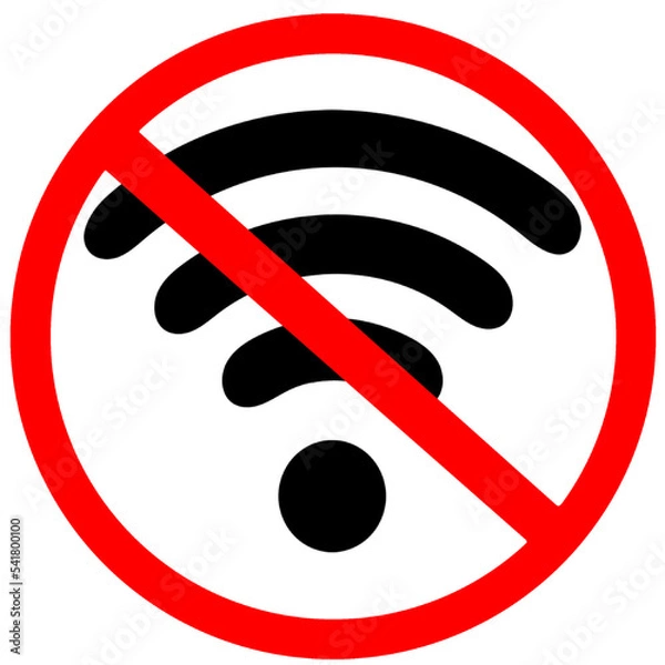 Fototapeta no secure Wifi connection. prohibition of insecure Wireless internet sign. Red prohibition warning road sign on white background.