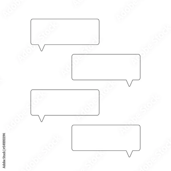 Obraz Blank speech bubbles outline mockup. Message window with text editable. Four empty dialog boxes vector icons