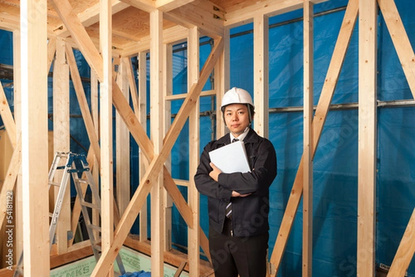 Fototapeta 木造住宅の現場監督
