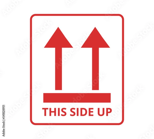 Obraz Red This Side Up sign. 