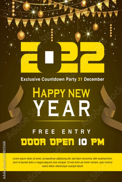 Fototapeta 2022 Countdown Party Poster Design