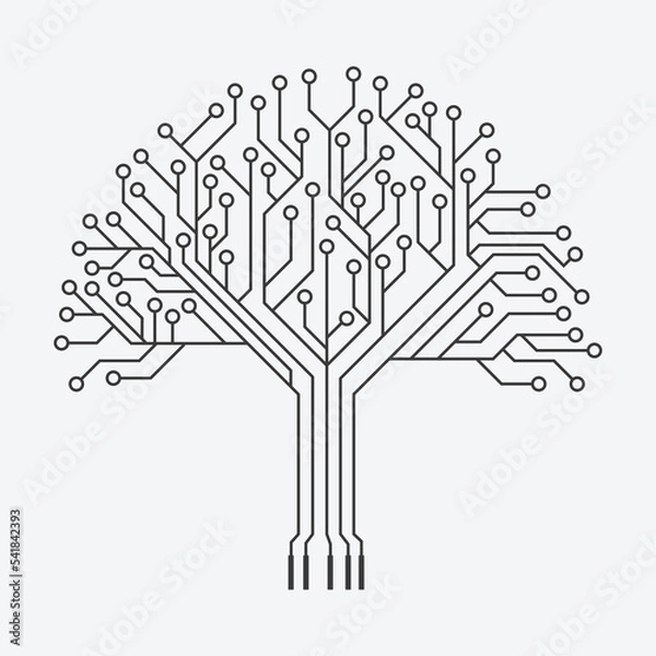 Fototapeta Abstract Circuit Board Tree. Technical circuit tree graphic illustration