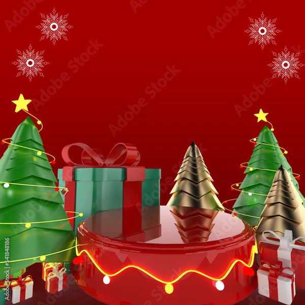 Obraz Background Stage Podium Realistic 3D render Christmas day promo product