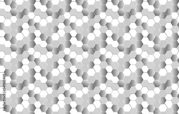 Fototapeta Futuristic honeycomb mosaic white and silver seamless pattern background. Realistic geometric mesh cells texture. Abstract white and silver vector wallpaper with hexagon grid. Modern style.