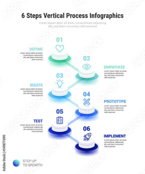 Fototapeta 6 Steps Vertical Process Infographics