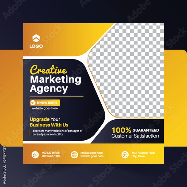 Obraz social media post web banner for Digital marketing Agency with yellow shape