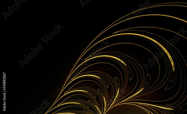 Obraz Abstract fractal golden pattern on black background