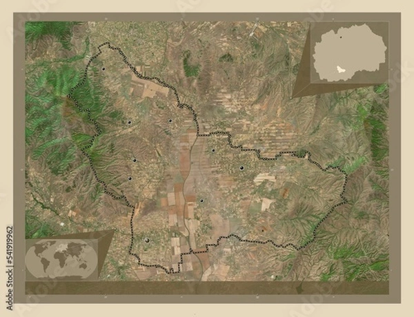Obraz Mogila, Macedonia. High-res satellite. Major cities