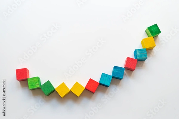 Fototapeta Colorful wooden blocks on a white background.
nursery education idea concept.