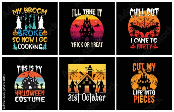 Fototapeta Halloween t shirt design bundle for print on demand