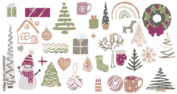 Obraz set of christmas elements
