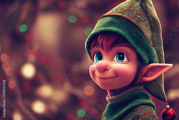Obraz Christmas elf 3d illustration. Generative AI