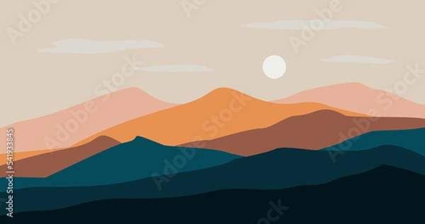 Obraz orange blue gradient mountain nature background