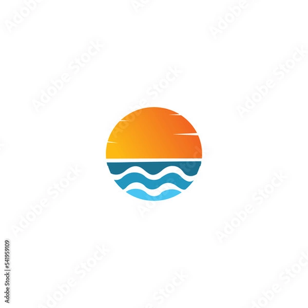 Obraz SUNSET beach template logo design