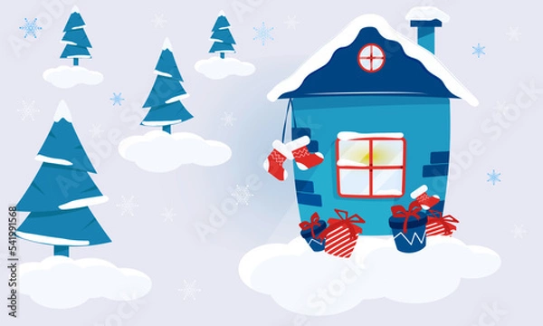 Obraz christmas house with gifts