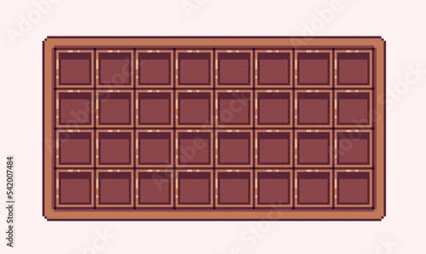 Fototapeta RPG inventory pixel art. Backpack slots, interface boxes design collection. 8 bit sprite. Game development, mobile app.  Isolated vector illustration.