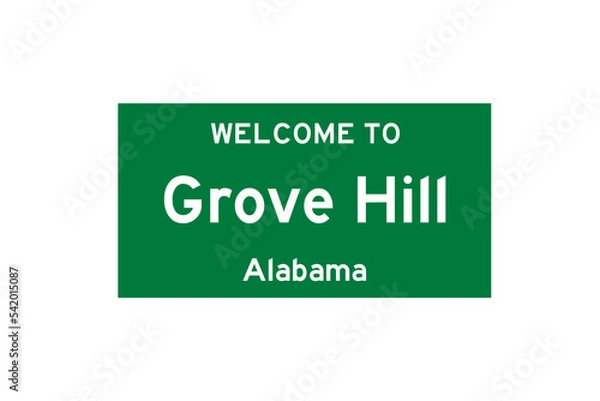 Obraz Grove Hill, Alabama, USA. City limit sign on transparent background. 