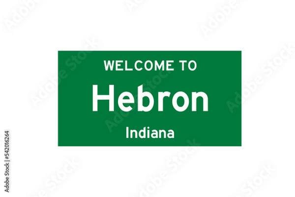 Obraz Hebron, Indiana, USA. City limit sign on transparent background. 