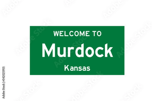 Obraz Murdock, Kansas, USA. City limit sign on transparent background. 
