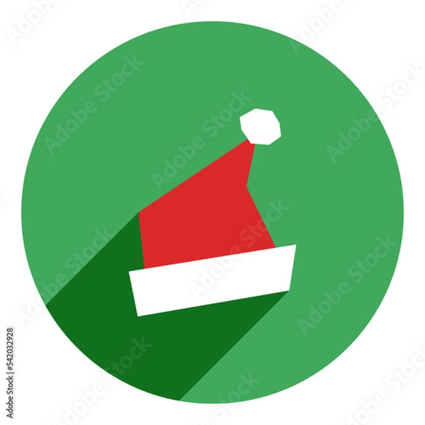 Obraz flat icon of christmas hat. green icon in flat style of abstract christmas hat. web browser icon.