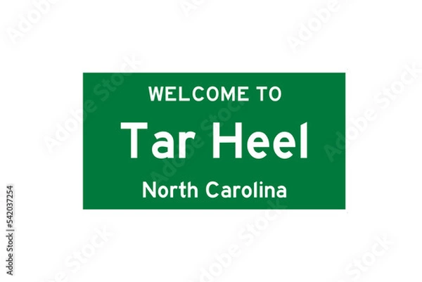 Obraz Tar Heel, North Carolina, USA. City limit sign on transparent background. 