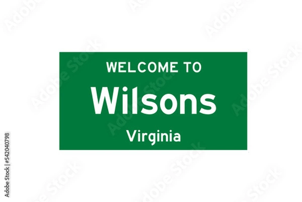 Obraz Wilsons, Virginia, USA. City limit sign on transparent background. 