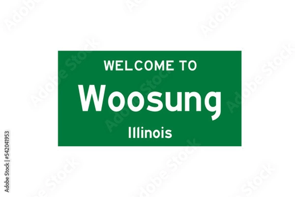 Obraz Woosung, Illinois, USA. City limit sign on transparent background. 