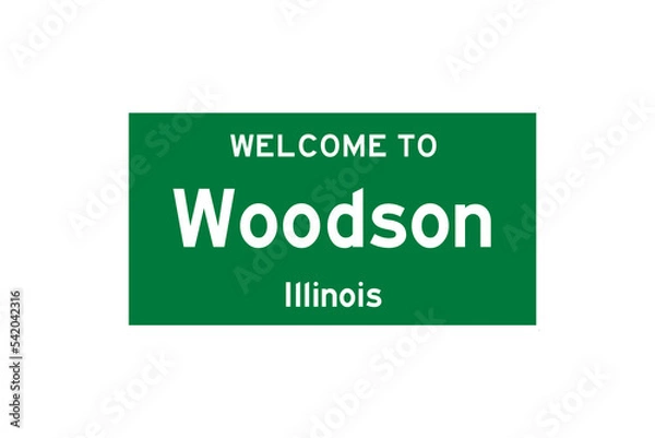 Obraz Woodson, Illinois, USA. City limit sign on transparent background. 